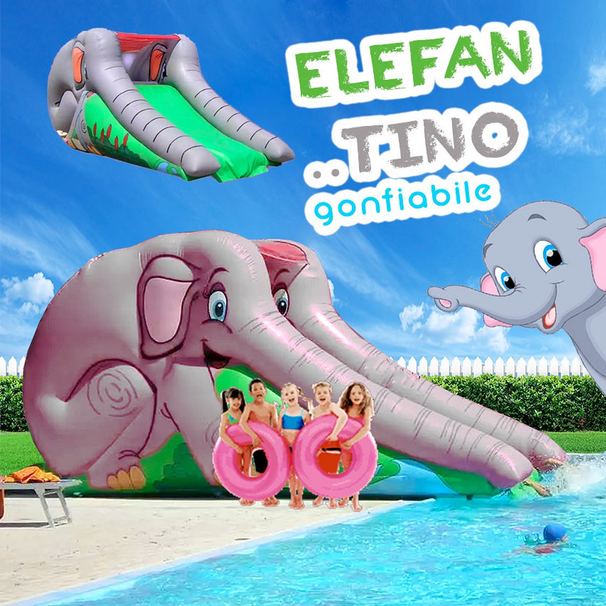 SCIVOLO GONFIABILE ELEFANTINO